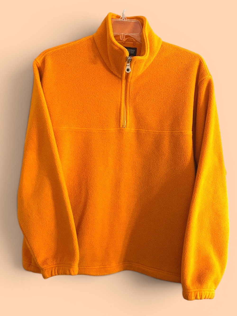 Lands' End MENS Quarter Zip Orange Fleece Jacket Hunters Hikers Size M